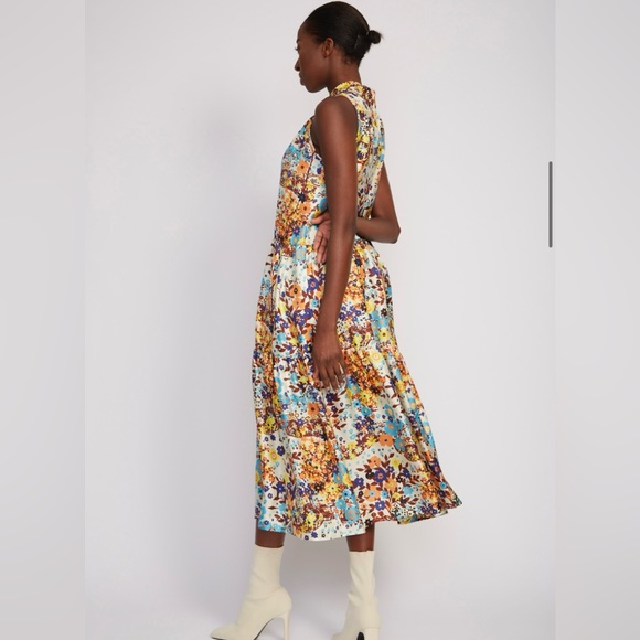 NEW Odeeh Floral Cream Silk Dress Size 4 - Picture 3 of 9